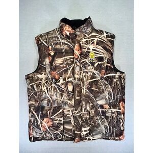 HARDCORE Men's XL Cattail Camo DOWN Hunting‎ Vest Duck Deer Goose OutdoorWear